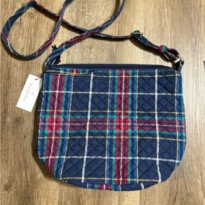 Vera Bradley Navy Plaid Small Crossbody bucket Bag